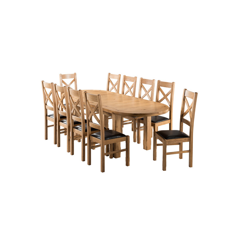 Gracie Oaks Apollonia Oval Extending Dining Set with 10